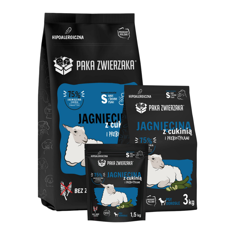 Jēra gaļa ar cukini SUPERPREMIUM kvalitātes sausā barība pieaugušiem suņiem 1,5 kg | 3 kg | 9 kg